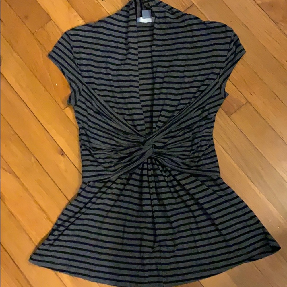 Anthropologie Navy striped top with cinched waist